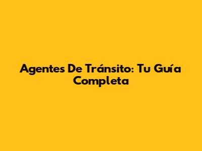 Agentes De Tránsito: Tu Guía Completa