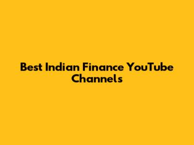 Best Indian Finance YouTube Channels