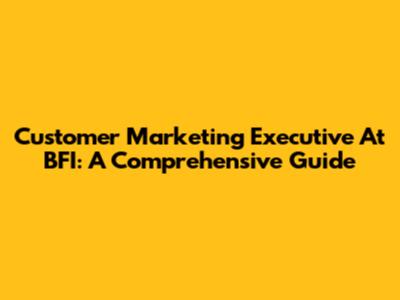 Customer Marketing Executive At BFI: A Comprehensive Guide