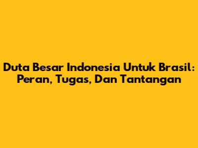 Duta Besar Indonesia Untuk Brasil: Peran, Tugas, Dan Tantangan