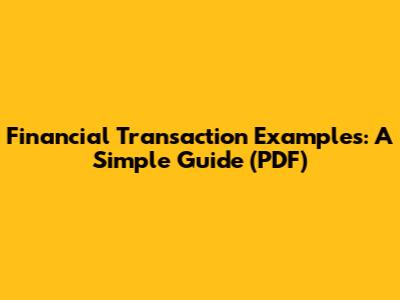 Financial Transaction Examples: A Simple Guide (PDF)