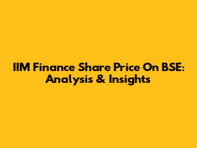 IIM Finance Share Price On BSE: Analysis & Insights