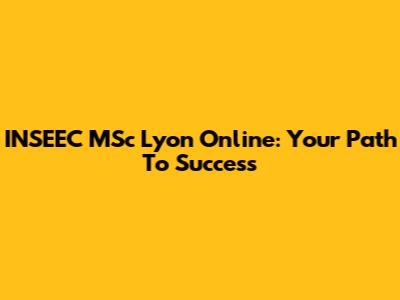 INSEEC MSc Lyon Online: Your Path To Success