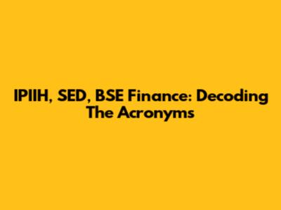 IPIIH, SED, BSE Finance: Decoding The Acronyms