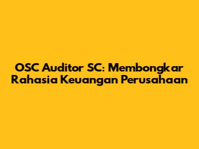 OSC Auditor SC: Membongkar Rahasia Keuangan Perusahaan