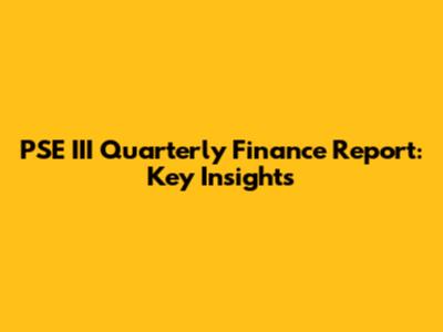 PSE III Quarterly Finance Report: Key Insights