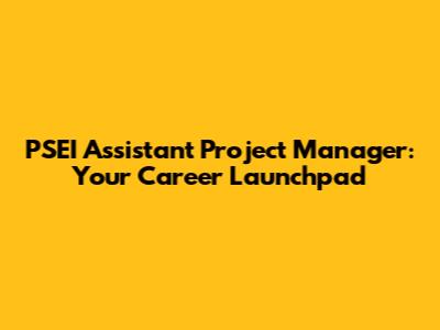 PSEI Assistant Project Manager: Your Career Launchpad