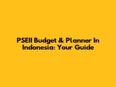 PSEII Budget & Planner In Indonesia: Your Guide