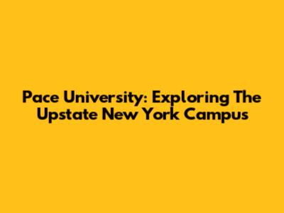Pace University: Exploring The Upstate New York Campus