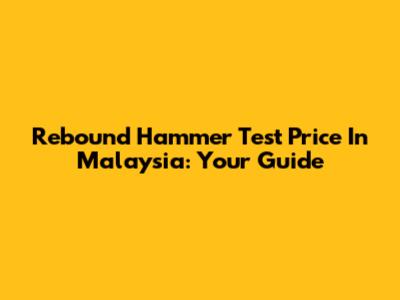 Rebound Hammer Test Price In Malaysia: Your Guide