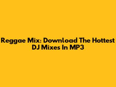 Reggae Mix: Download The Hottest DJ Mixes In MP3