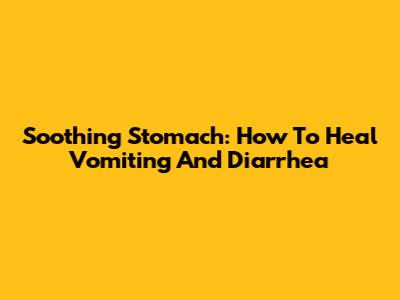 Soothing Stomach: How To Heal Vomiting And Diarrhea