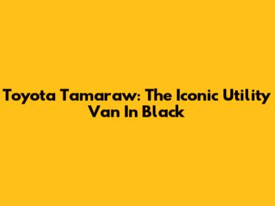 Toyota Tamaraw: The Iconic Utility Van In Black