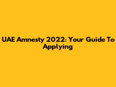 UAE Amnesty 2022: Your Guide To Applying