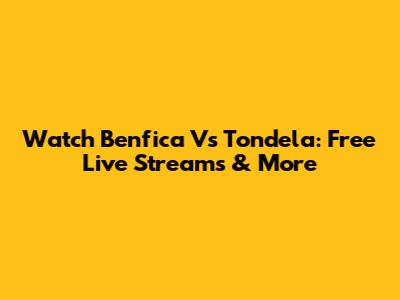 Watch Benfica Vs Tondela: Free Live Streams & More