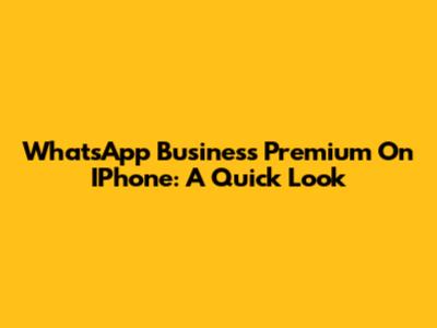 WhatsApp Business Premium On IPhone: A Quick Look